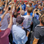 Spanish tennis legend, Rafael Nadal, was this year's Le Mans race starter - can you spot him in the press scrum?